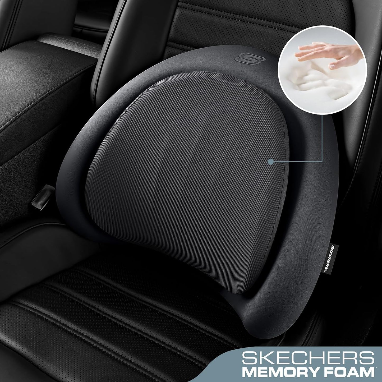 Skechers Lumbar Pillow Premium Memory Foam,Double-Layer-Office Chair Cushion for Tailbone Pain Relief,Butt Pillow for Office Chair,Car seat Cushion,Long Sitting Office Workers,and Car Drivers,Black