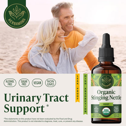 HERBAMAMA USDA Organic Stinging Nettle Root - Urinary Tract Support - 4 oz