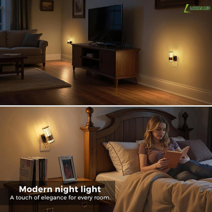 L LOHAS LED Night Light, Dimmable Night Lights Plug into Wall, Automatic Night Lights Plug in with Auto Light Sensor,Adjustable Brightness Amber LED Night Light, for Bedroom Hallway Home Decor
