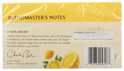 Celestial Seasonings Hibiscus Tea, Red Zinger Herbal Tea, Caffeine Free, 20 Tea Bags