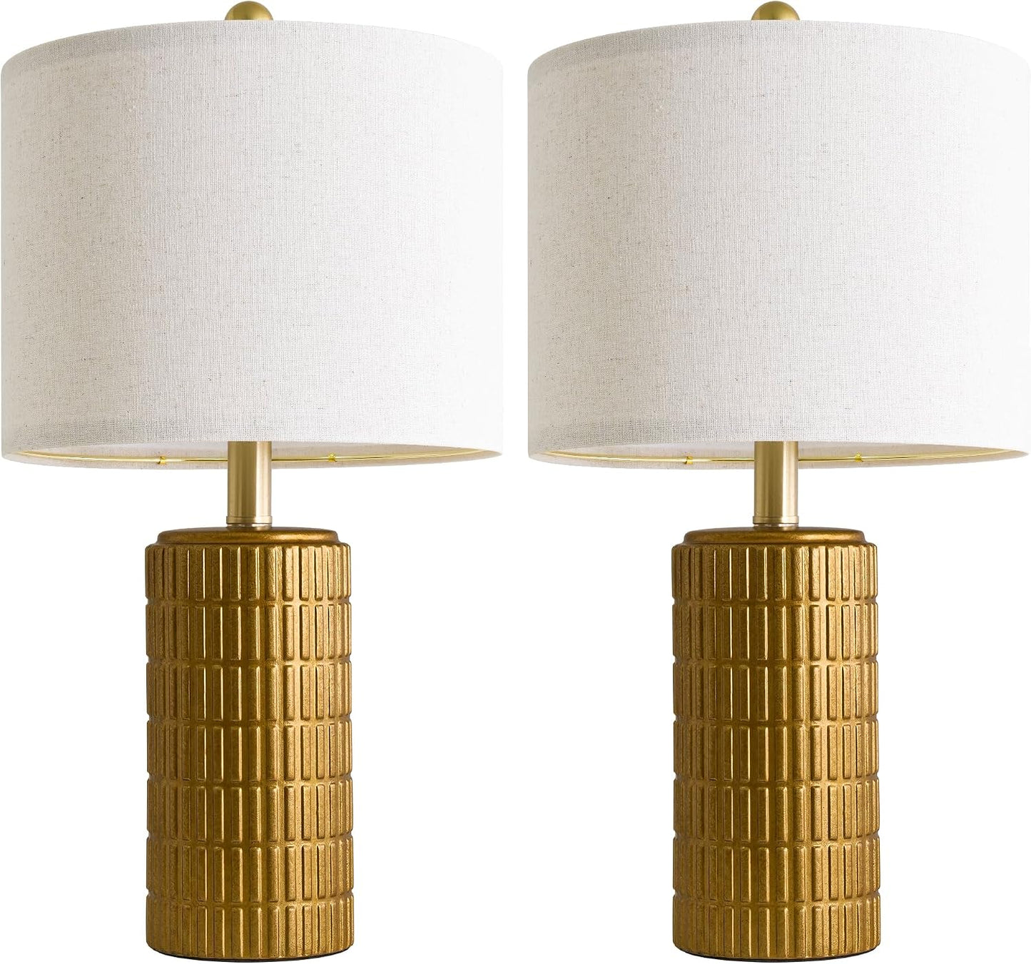 PoKat 20.75" Small Modern Ceramic Table Lamps Set of 2 for Bedroom, White Bedside Lamps for Night Stands, Farmhouse Desk Home Decor Gift Nightstand Table Lamps for Living Room End Table Beige