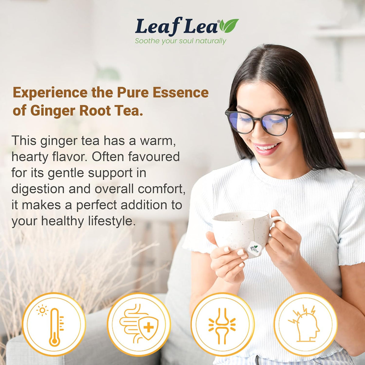 LeafLea Ginger Tea Bags, Strong Ginger Herbal Tea, 160 Count Bulk
