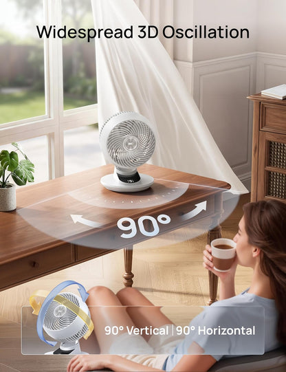 DREO Smart Fan for Bedroom, Powerful 85 ft Airflow, 12 Inches, Desk Fans in 20dB Quiet, 90°+90° oscillating fans, App/Voice Control, 9 Speeds & 8/12H Timer for Home Office Dorm