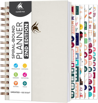 Clever Fox Planner 2nd Edition – Colorful Weekly & Monthly Goal Planner, Time Management & Productivity Organizer, Undated, A5 (Dark Teal)