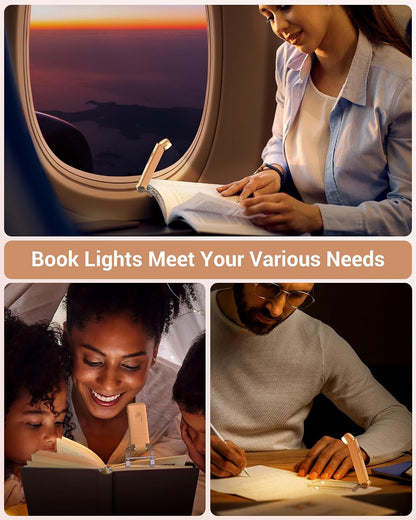 DEWENWILS USB Rechargeable Book Light for Reading in Bed, LED Book Reading Lights with Clip, Perfect for Bookworms, Kids, Warm White, Brightness Adjustable (Blue)