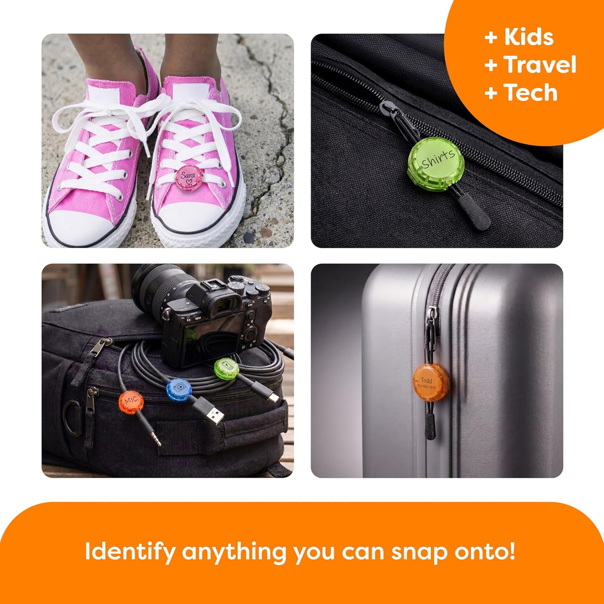 DOTZ Cord Identifiers, Reusable Cable Labels for Cords & Chargers, 5 Count