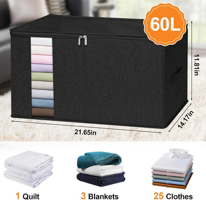 punemi 60L Sturdy Comforter Storage Bag, Blanket Organizer, Grey