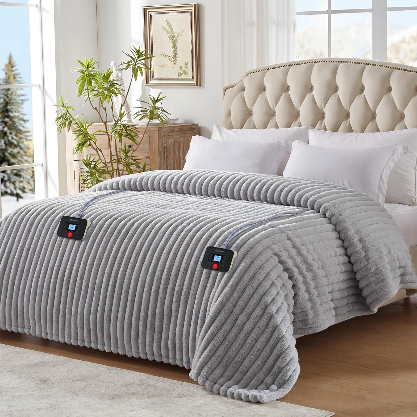 Westinghouse Heated Throw Blanket, Electric Blanket Throw with 6 Heating Levels and 2-10 Hours Time Settings, Flannel to Sherpa Super Cozy Heated Blanket Machine Washable, 50x60 inch, Charcoal