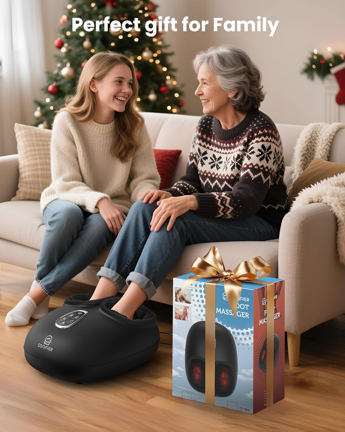 COMFIER [2026 Gift for Men,Women,Shiatsu Foot Massager with Fast Heat,Kneading Rolling Compression,Extra Vibration, FSA Eligible HSA Store, Plantar Fasciitis,Neuropathy Pain, Bigger Size 13IN