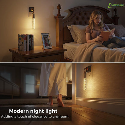 L LOHAS LED Night Lights Plug into wall, Amber Night Light with Adjustable Brightness, Plug in NightLight with Auto Light Sensor, Wall Sconce-Style Design Night Light for Bathroom,Hallway, 2 Pack