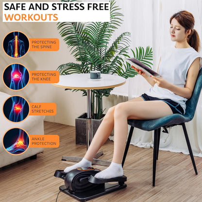 Under Desk Elliptical Exercise Machine, Electric Leg Exerciser with 12 Speeds, Forward & Reverse Modes,Quiet Compact Seated Pedal Stepper Machine with Remote Control for Seniors & Adults