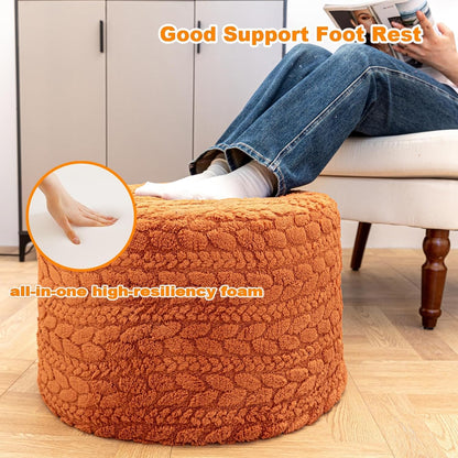 Round Pouf Ottoman Foot Stool 20x14In Ottoman Footrest for Couch Sofa Green