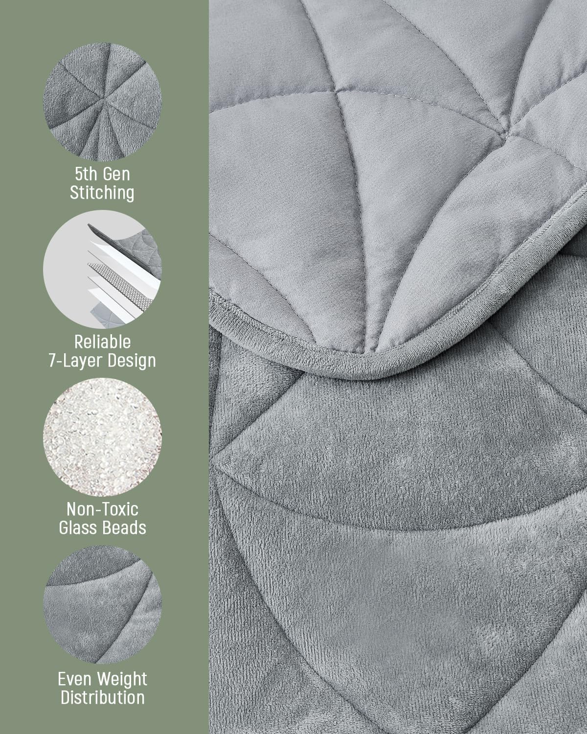 Weighted Lap Blanket 7 lbs for Adults, Luxury Soft Small Weighted Blanket, Compact Portable Weighted Lap Pad for Relaxation, Sleeping, Travel, All-Season Use, Forest Green, 40" x 52"