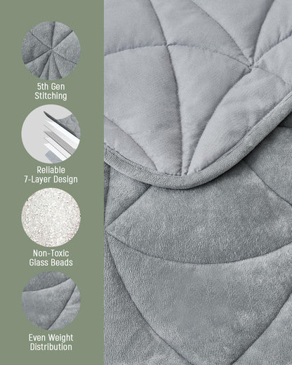 Weighted Lap Blanket 7 lbs for Adults, Luxury Soft Small Weighted Blanket, Compact Portable Weighted Lap Pad for Relaxation, Sleeping, Travel, All-Season Use, Forest Green, 40" x 52"