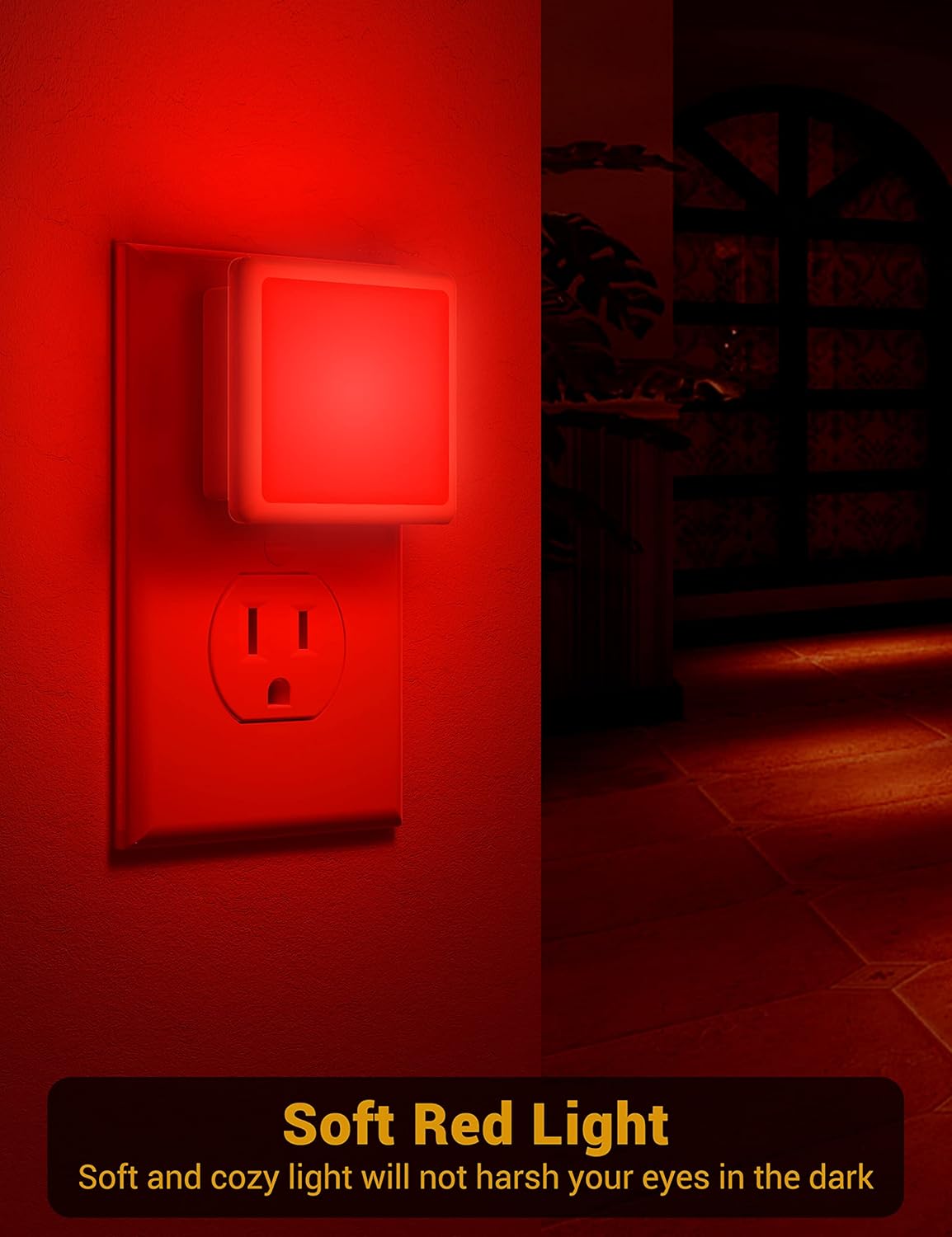 JandCase Amber Night Light[2 Pack], Night Lights Plug into Wall, LED Plug in Nightlight with Dusk-to-Dawn Sensor, 0.3W Dim Night Light for Sleep, Bedroom, Bathroom, Hallway, Non-dimmable