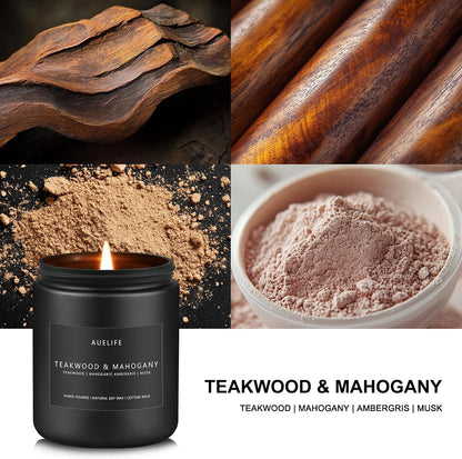 Scented Candles Set | Men Candle Set, Scented Candles for Home, Gifts for Men Aromatherapy Gift Set - 4 Pack Manly Gifts for Dad Fathers Day, Soy Candle of Leather/Smoke & Vanilla/Oak/Lavender
