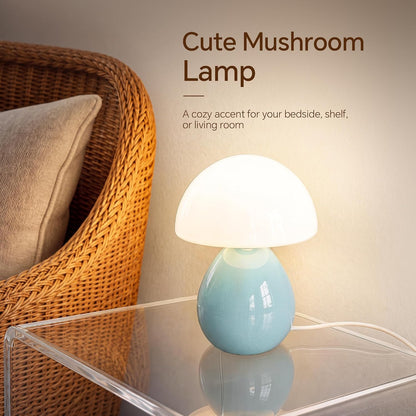 Dawnwake Mushroom Lamp Table Lamp for Bedroom-Small Desk Table Lamps,White