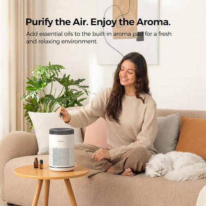 Purivortex Air Purifier for Bedroom, HEPA Air Purifier for Smoke, Dust, Pollen, Pet Dander, Odor & Hair, Quiet Portable Air Cleaner with Sleep Mode, Covers Up to 540 Sq Ft, AC300 Pro White