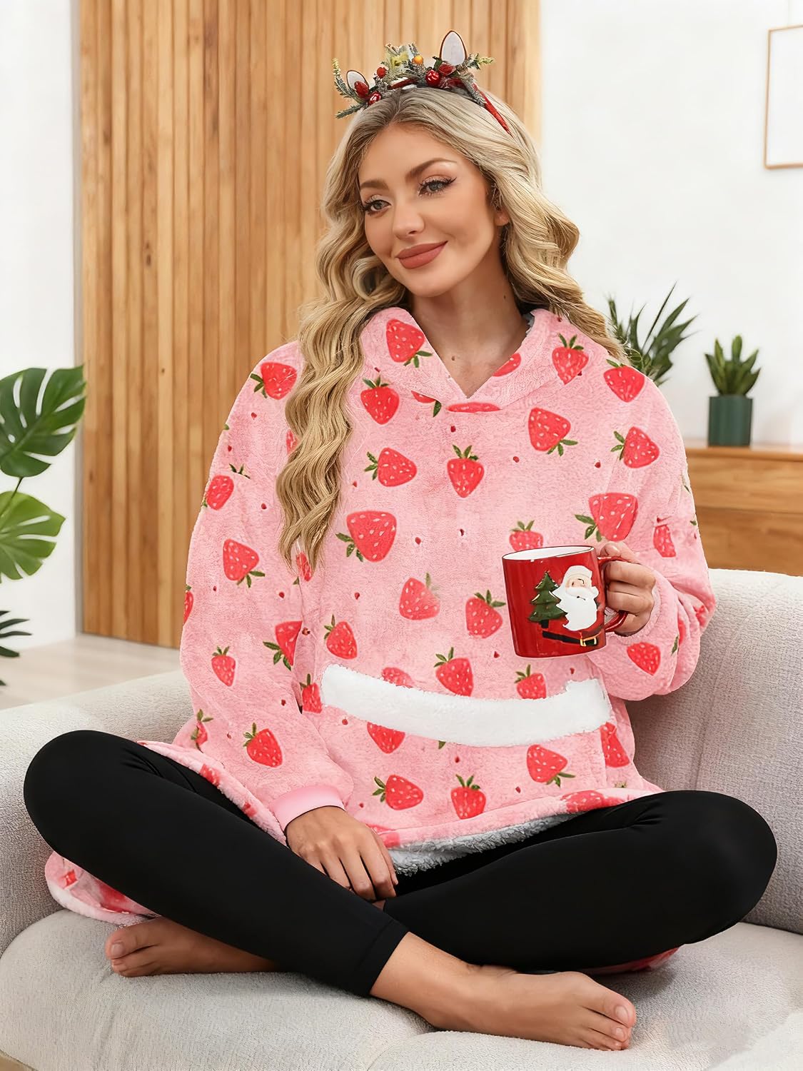 Wearable Blanket Hoodie Gifts for Women Men, Oversized Blanket Sweatshirt Cozy Fleece Blanket with Dog Giant Pocket