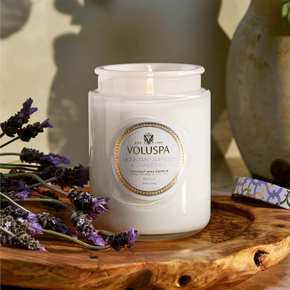 Voluspa Baltic Amber Candle, 18 oz, Coconut Wax Blend, Scented Candles for Home, 100 Hour Burn Time, Candle Jar