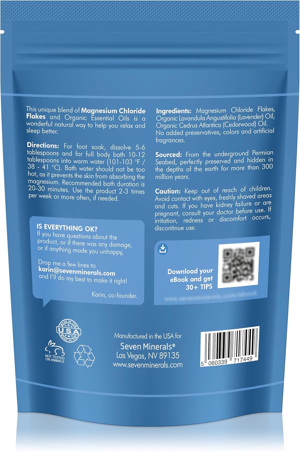 Seven Minerals Deep Relaxation Magnesium Chloride Flakes 3lb – Absorbs Better Than Epsom Salt - Unique Full Bath Soak Formula for Stress and Relaxing with Roman Chamomile & Clary Sage