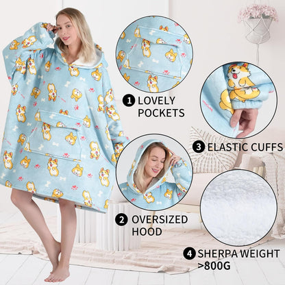 Fiosnow Sun and Moon Blanket Hoodies for Women and Men Adult Oversize Wearable Blanket Hoodies for Soft and Warm
