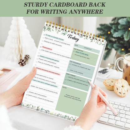 To Do List Notepad - Daily Planner Notepad 104 Pages Task Planner, 6.7" x 9.8" Double Sided Spiral Notebook with Checklist Productivity Planning Pad for Work Office Home-Pink