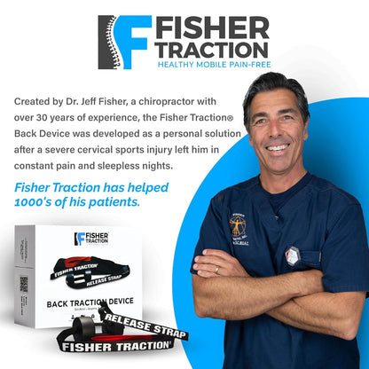Fisher Traction Lower Back Decompression Device – Lumbar Traction for Spinal Decompression – Patented Stretcher Strap Release for Spinal Rehydration – Lightweight & Portable (Under 230 lbs)