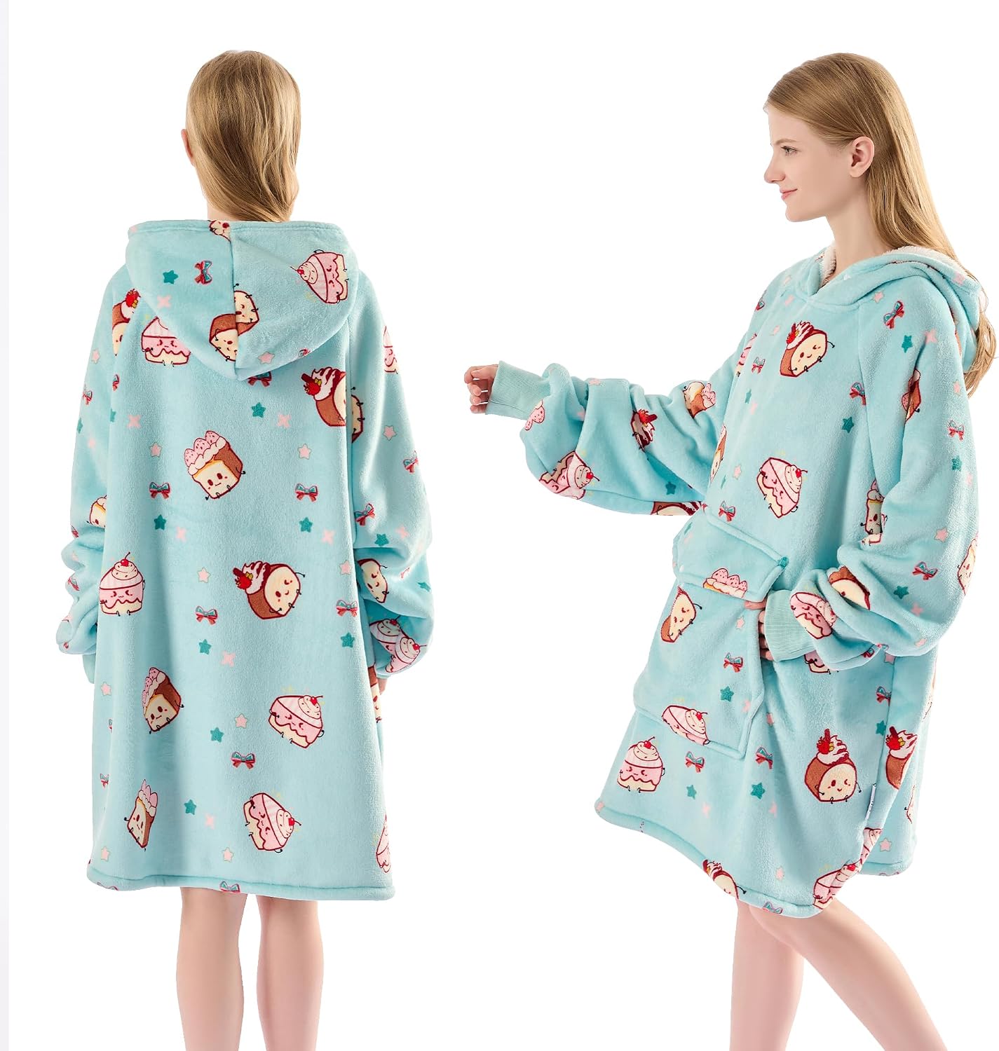 Krifey Wearable Blanket Hoodie, Oversized Sherpa Hooded Blanket for Adults | Soft sherpa fleece with sleeves and pocket; oversized fit for lounging, WFH, camping, Christmas and white elephant gifts.