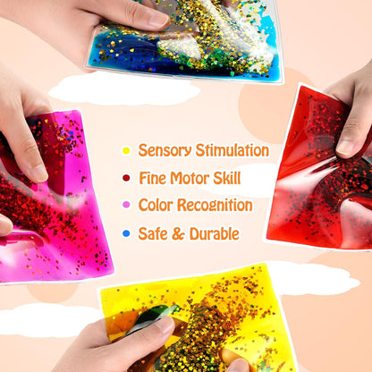 Onyoloy Sensory Soft Gel Liquid Toys - Hexagon Sensory Motion Fidget for Autism Kids, Stress Relief & Focus, Home School Therapy Travel Toys (6 Pack)