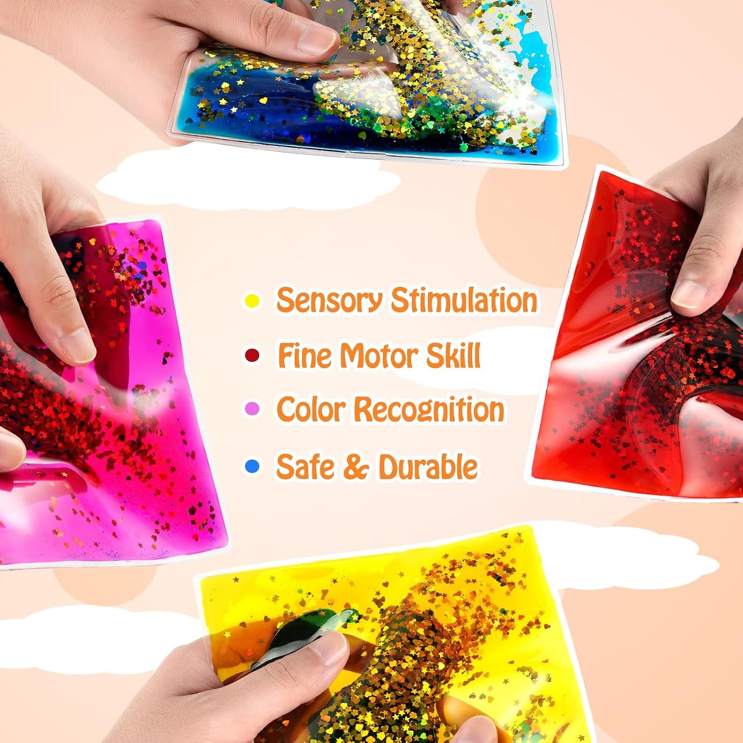 Onyoloy Sensory Soft Gel Liquid Toys - Hexagon Sensory Motion Fidget