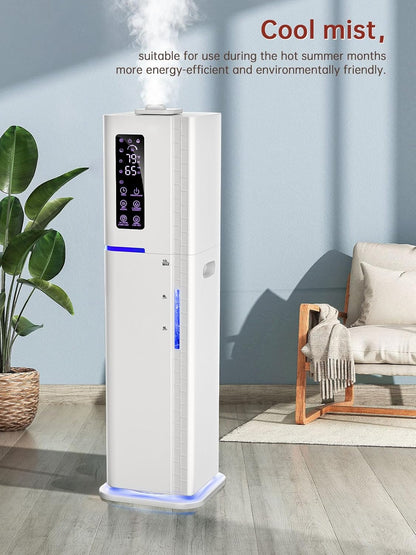 2.64Gal Humidifiers for Bedroom Home Office Plant, Top Fill Cool/Warm Mist Up to 500ft², 35dB Ultra Quiet, 3 Mist Modes, 24H Timer, Ambient Light Diffuser for Baby & Plant