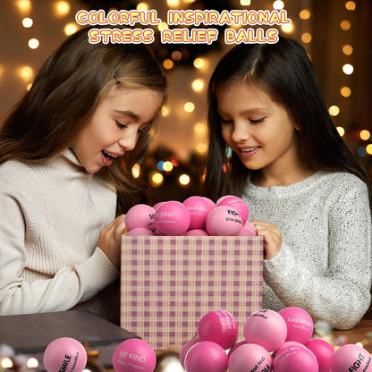 Liliful 100 Pcs Motivational Stress Balls Bulk Inspirational Squeeze Balls for Adults Anxiety Relief Fidget Toys Office Employee Gifts Classroom Rewards 2.2 Inch (Bright Colors)