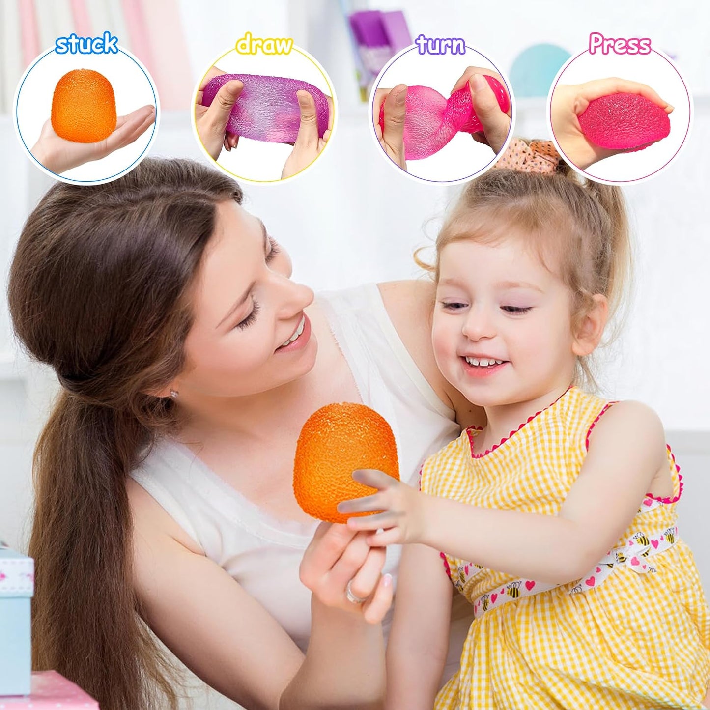 Stress Balls-Gumdrop Squishy Stress for Kids and Adults, Super Solid Squeeze Ball, Sensory for Stress Relief, Birthday, Easter Basket Stuffers and Party Favors (Blue)