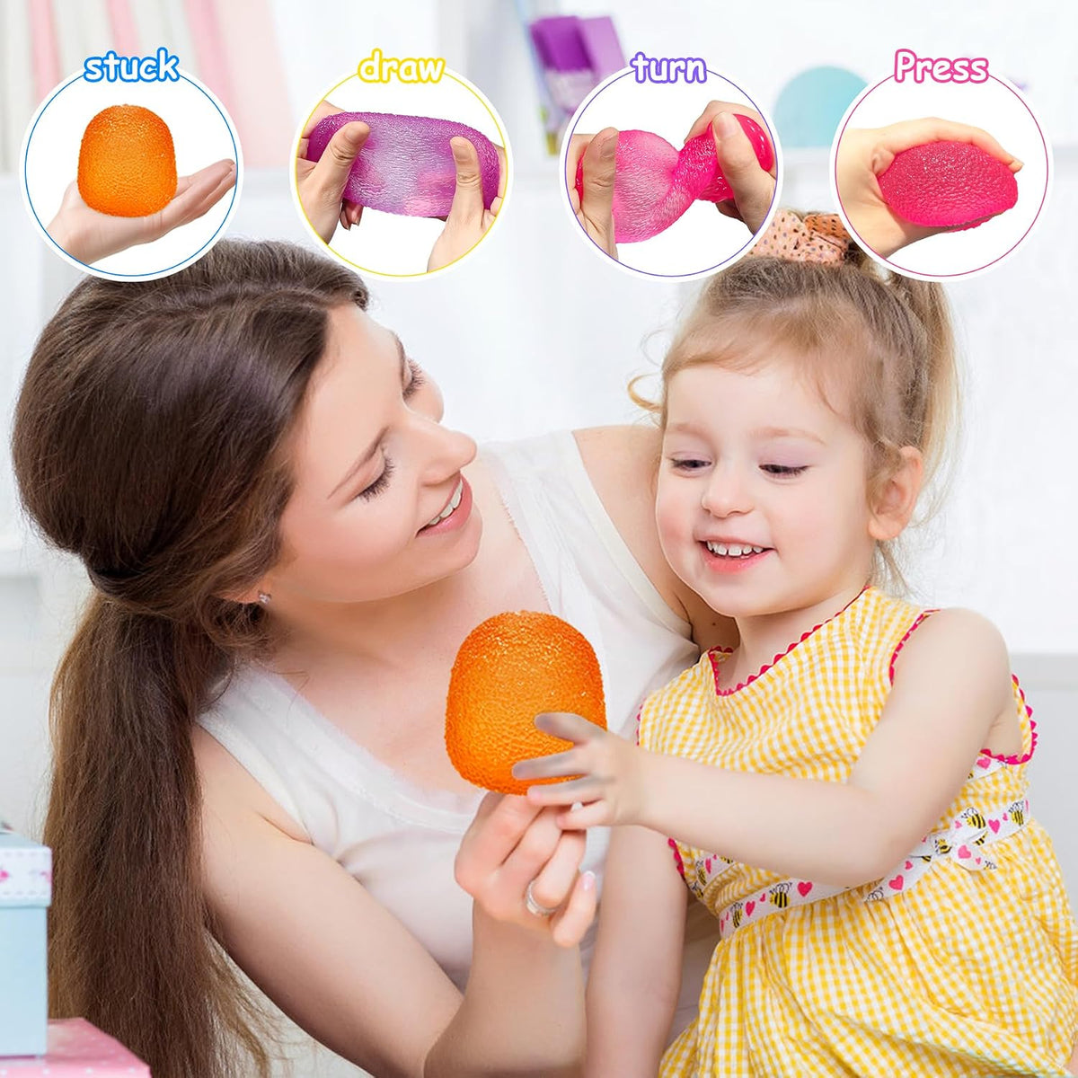 Stress Balls-Gumdrop Squishy Stress for Kids and Adults, Super Solid Squeeze Ball, Sensory for Stress Relief, Birthday, Easter Basket Stuffers and Party Favors (Blue)