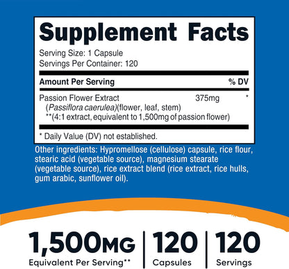 Nutricost Passion Flower Extract 120 Capsules for 120 Servings Per Bottle