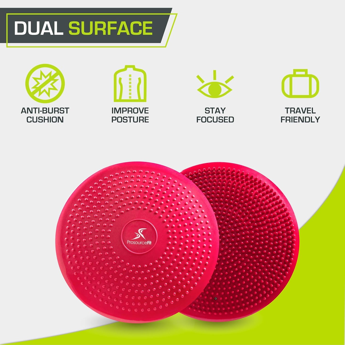 ProsourceFit Core Balance Disc Trainer, 14” Diameter with Pump for Fitness, Balance Training, or Seating; Wobble Board for Core Stability; Flexible Floor Cushions