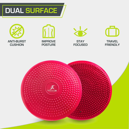 ProsourceFit Core Balance Disc, Inflatable Wobble Cushion with Hand Pump, Dual-Textured Non-Slip Surface for Core, Balance, and Stability Training, 14-inch