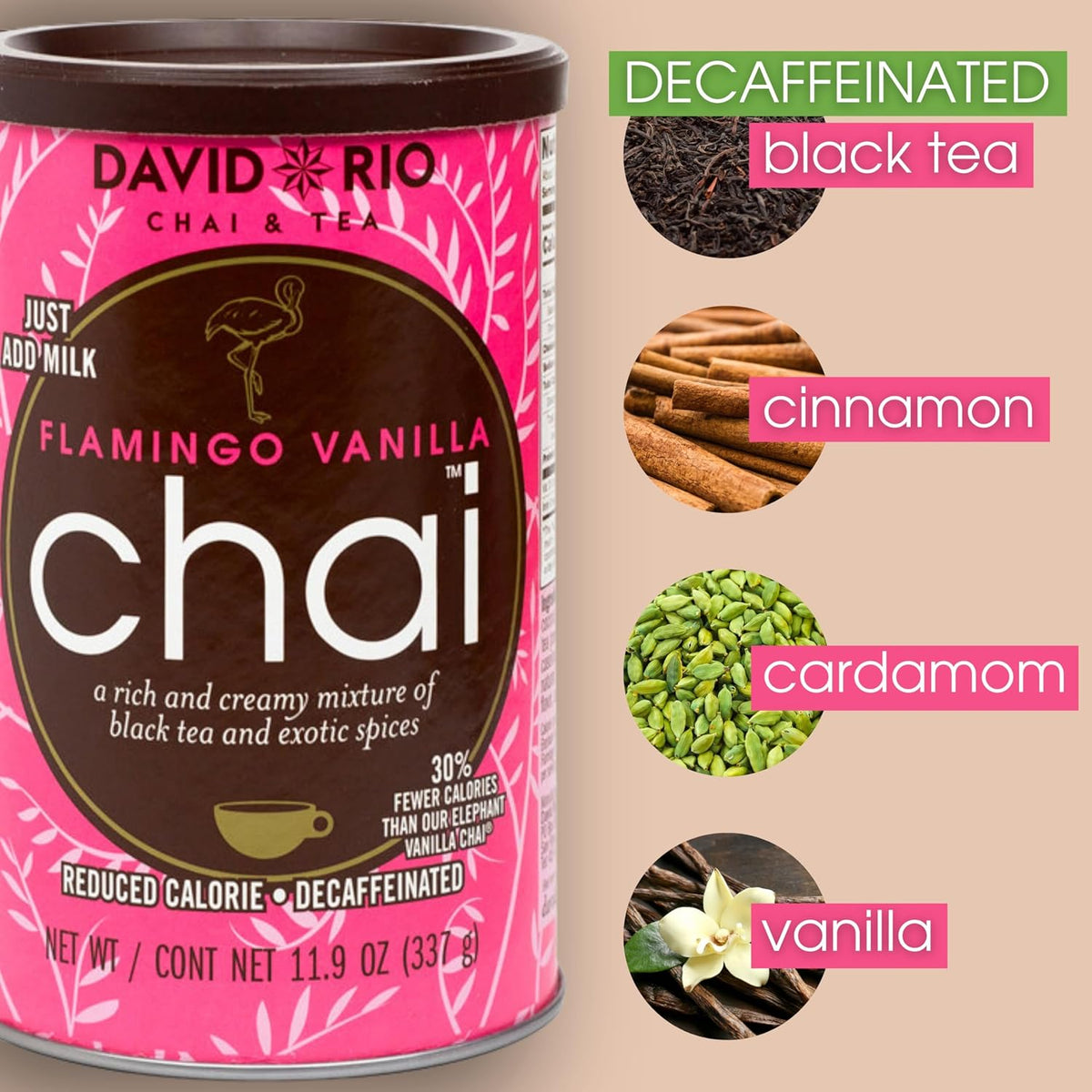 David Rio Elephant Vanilla Chai Tea Latte Mix, 14 Oz