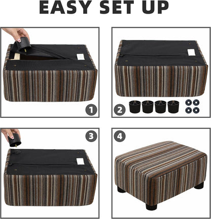 CAROLMADE Small Foot Stool Ottoman Footstool with Legs Under Desk Footrest for Living Room Bedroom and Office,Linen-Grey