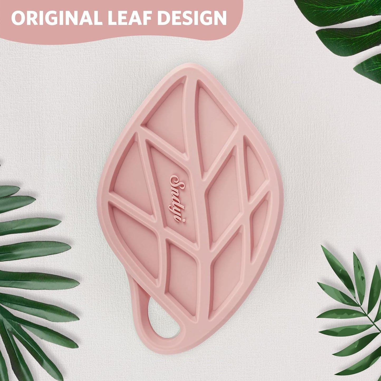 Sndyi Silicone Body Scrubber, Gentle Exfoliating Body Scrubber for Sensitive Skin, Leaf Shaped Shower Scrubber for Body with Lathering Bristles, Silicone Loofah Body Brush for Showering, Oatmeal