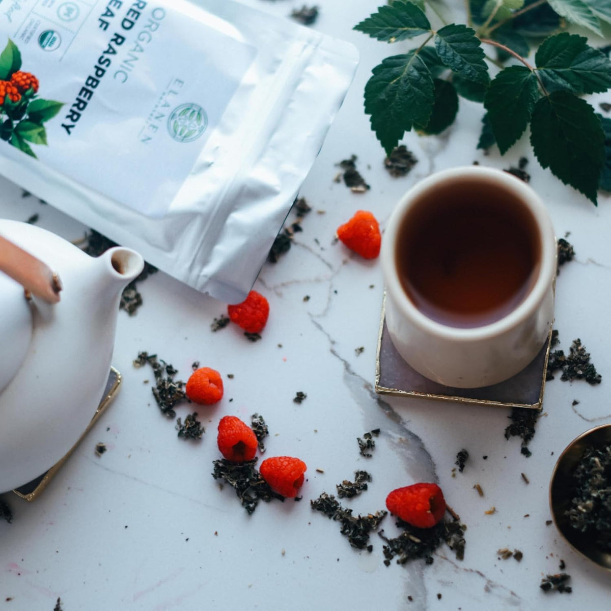Organic Red Raspberry Leaf 4 oz. (113g), USDA Certified Organic Red Raspberry Leaf Tea Pregnancy, Loose Rasberry, Cut & Sifted