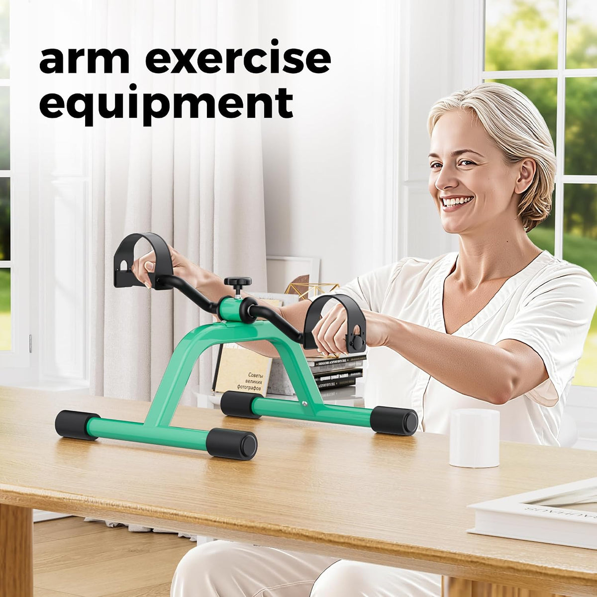 RYGEO Pedal Exerciser Mini Exercise Bike for Leg and Arm Recovery Exercise Lightweight and Portable Floor Bike