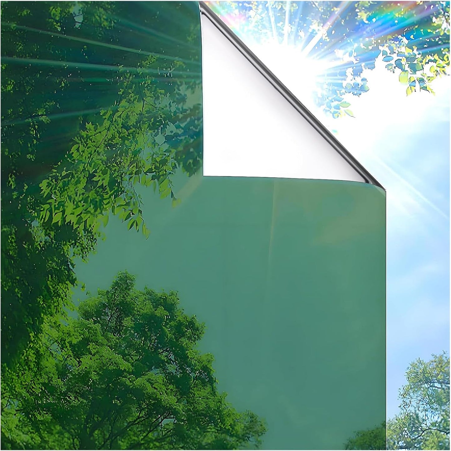 Coavas One Way Privacy Window Film, Heat Control Window Tint for Home, Sun Blocking Reflective Window Film See Out Not in, Anti UV Static Cling for Windows Office Door (Black, 17.5 Inch X 6.5 Feet)