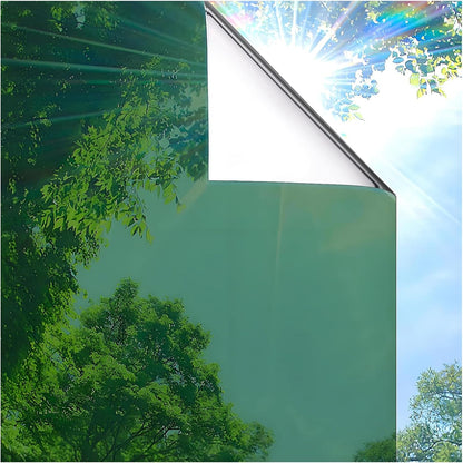 Coavas One Way Privacy Window Film, Heat Control Window Tint for Home, Sun Blocking Reflective Window Film See Out Not in, Anti UV Static Cling for Windows Office Door (Black, 17.5 Inch X 6.5 Feet)