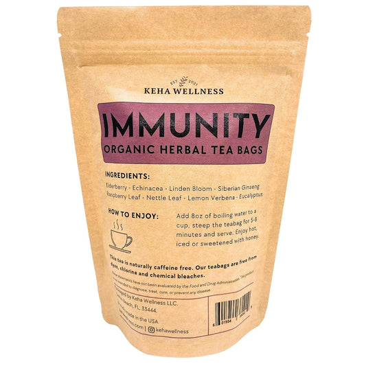 Keha Wellness Immunity – Organic Elderberry & Echinacea Herbal Tea Bags, 15 Caffeine-Free Tea Bags, Full-Flavor Blend, Made in the USA
