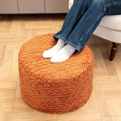 Round Pouf Ottoman Foot Stool 20x14In Ottoman Footrest for Couch Sofa Green