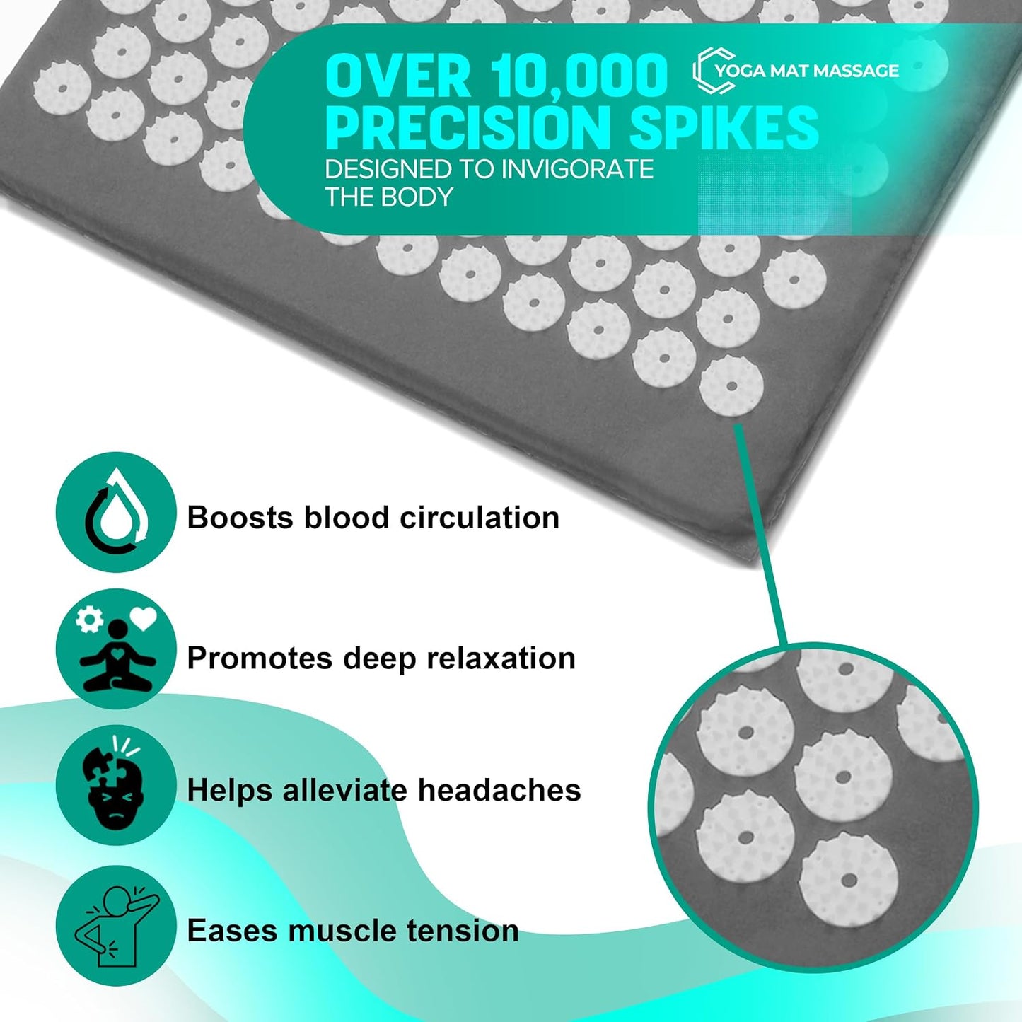 Sivan Health and Fitness Acupressure Mat and Pillow Set - Grounding Mat for Stress, Back & Neck Pain - Acupuncture Point Massage Mat for Muscle Relaxation, Sciatica, & Meditation - Includes Carry Bag