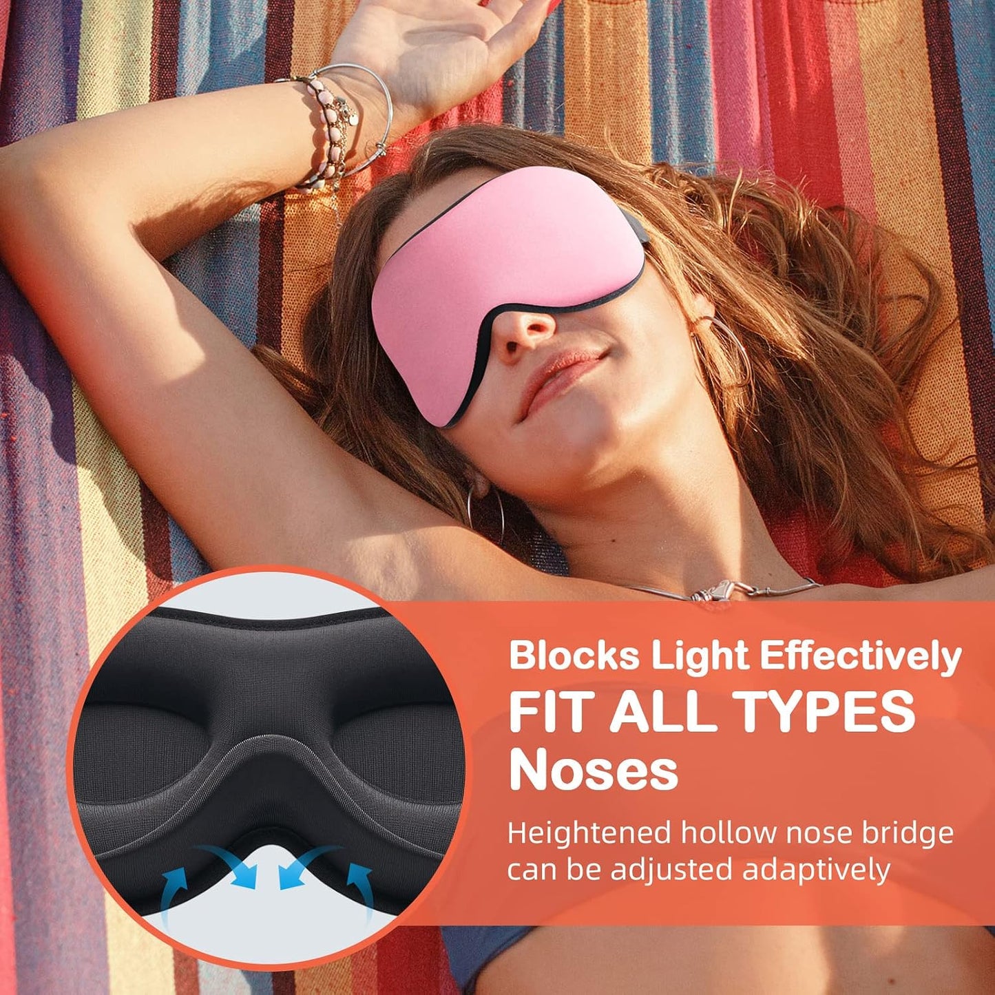 INNELO Sleep Mask for Side Sleeper, Eye Mask Sleeping Women Men, 100% Light Blocking 3D Contoured Cup Sleeping Mask Soft No Eye Pressure Cover Blindfold Night Shade for Travel Nap Yoga, Black