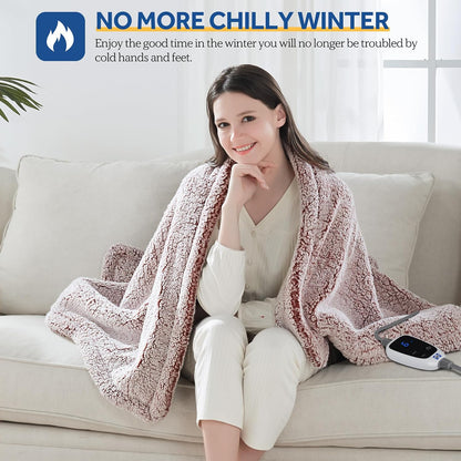 Sealy Electric Blanket Heated Throw 50"x60" Soft Double Sherpa Super Cozy with 6 Fast Heating Levels & 2-10 Hours Auto-Off, Over-Heat Protection, Machine Washable, Charcoal